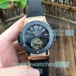 Copy Hublot Big Bang Tourbillon Watch - Black Dial Rose Gold Case